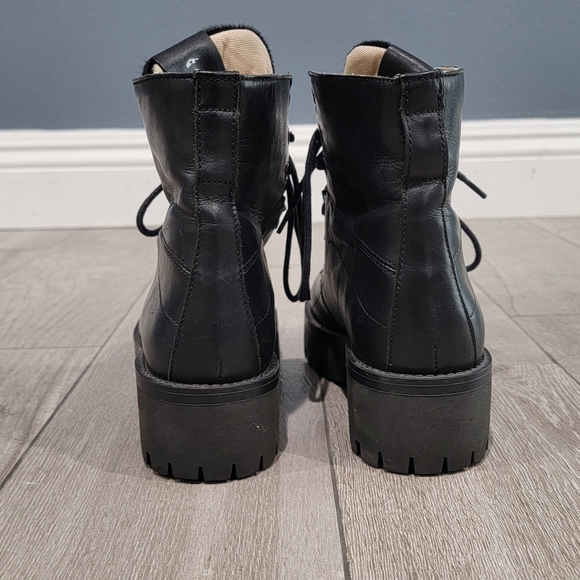 STEVE MADDEN Boom Chunky Leather Fur Tongue Lace Up Hiker Ankle Boots 6M - Picture 6 of 11